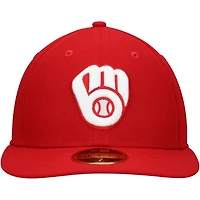 Casquette ajustée 59FIFTY à profil bas des Brewers de Milwaukee écarlate New Era pour homme