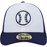 Men's New Era White/Navy Milwaukee Brewers 2023 On-Field Batting Practice Low Profile 59FIFTY Fitted Hat