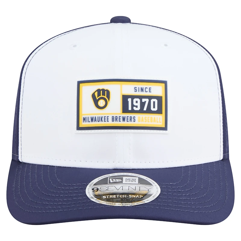 Men's New Era White/Navy Milwaukee Brewers Established Patch 9SEVENTY Adjustable Hat