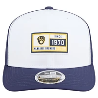 Men's New Era White/Navy Milwaukee Brewers Established Patch 9SEVENTY Adjustable Hat