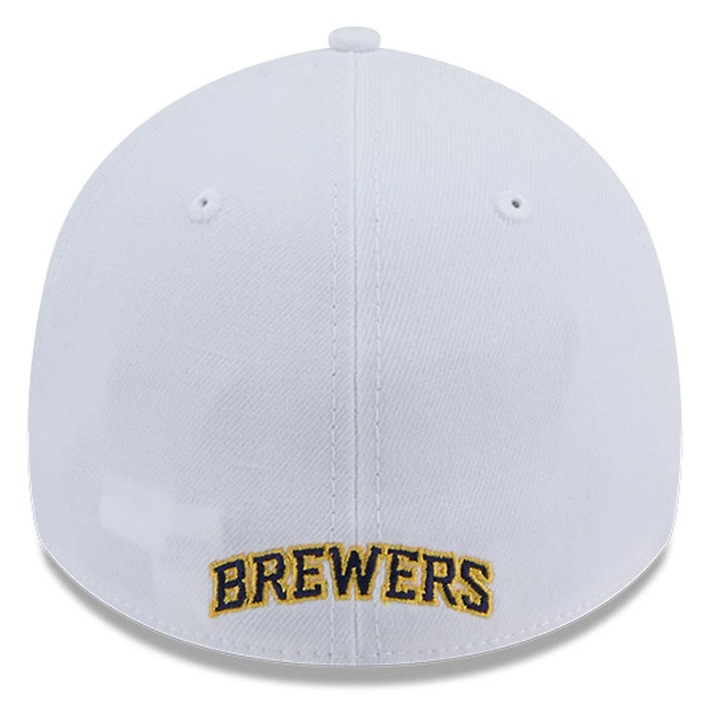 Casquette 39THIRTY Flex blanche des Milwaukee Brewers de New Era pour homme