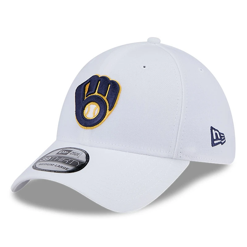 Casquette 39THIRTY Flex blanche des Milwaukee Brewers de New Era pour homme