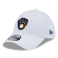 Casquette 39THIRTY Flex blanche des Milwaukee Brewers de New Era pour homme