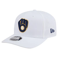 Casquette ajustable New Era blanche COOLERA 9SEVENTY des Milwaukee Brewers pour homme
