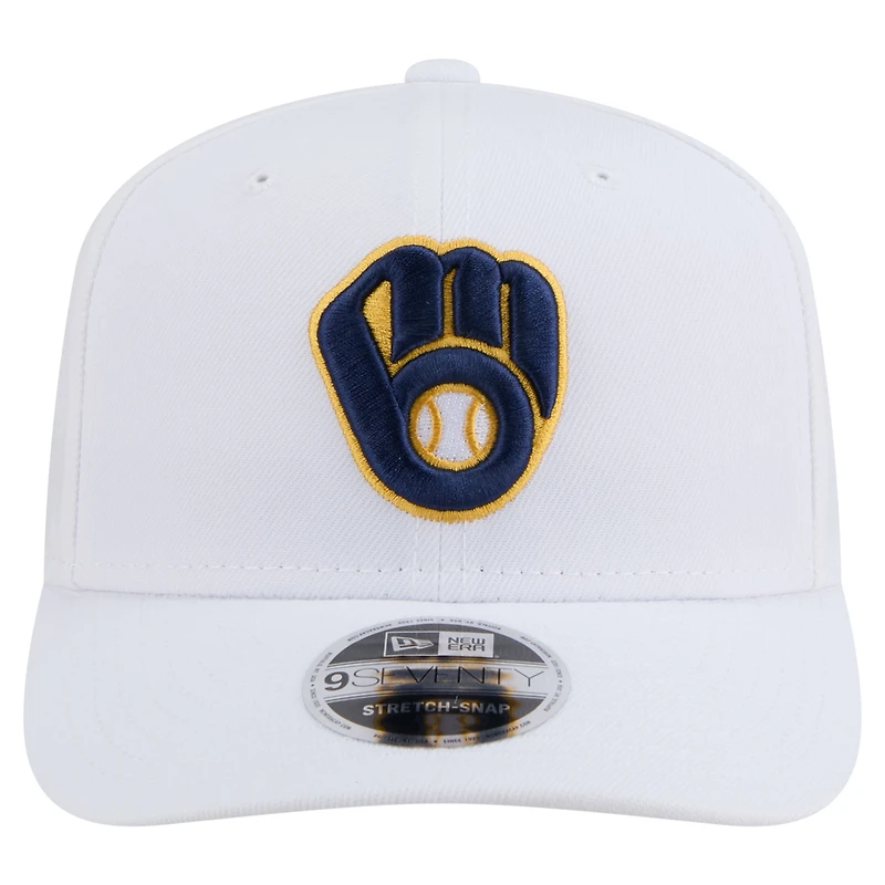 Casquette ajustable New Era blanche COOLERA 9SEVENTY des Milwaukee Brewers pour homme