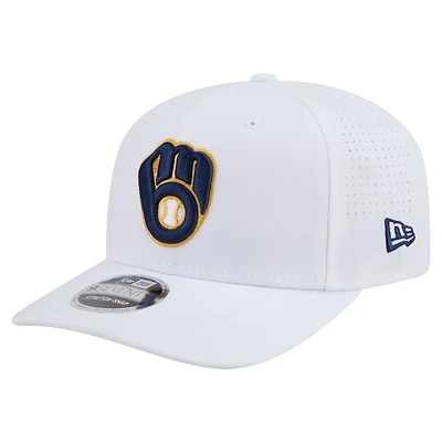 Men's New Era White Milwaukee Brewers COOLERA 9SEVENTY Adjustable Hat