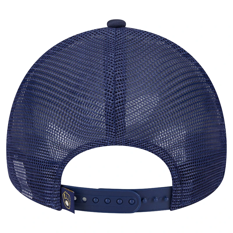 Casquette camionneur ajustable New Era blanche Milwaukee Brewers 9FORTY A-Frame pour homme