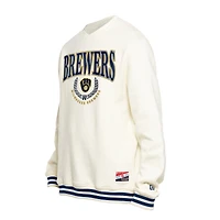 Sweat-shirt rétro blanc New Era pour homme, style Milwaukee Brewers