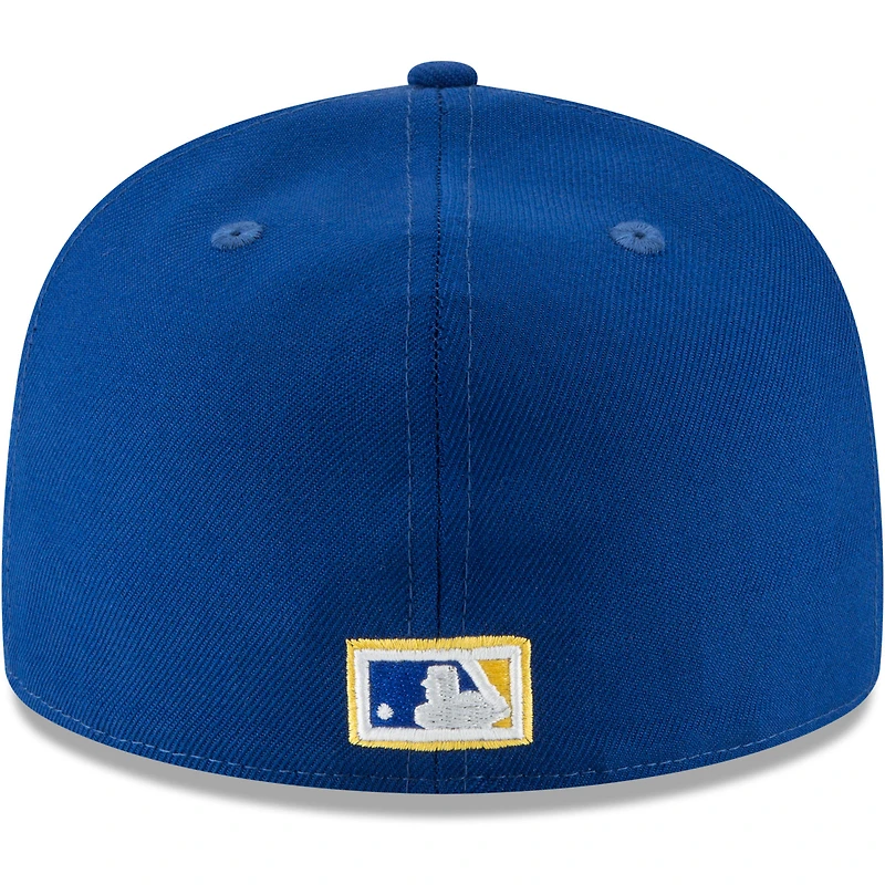 Casquette ajustée New Era jaune pour homme, collection Cooperstown des Milwaukee Brewers, modèle 59FIFTY en laine.