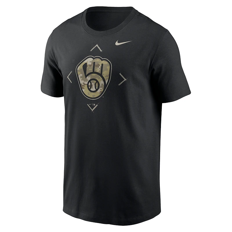 T-shirt à logo camouflage Nike Milwaukee Brewers pour homme, noir