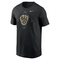 T-shirt à logo camouflage Nike Milwaukee Brewers pour homme, noir