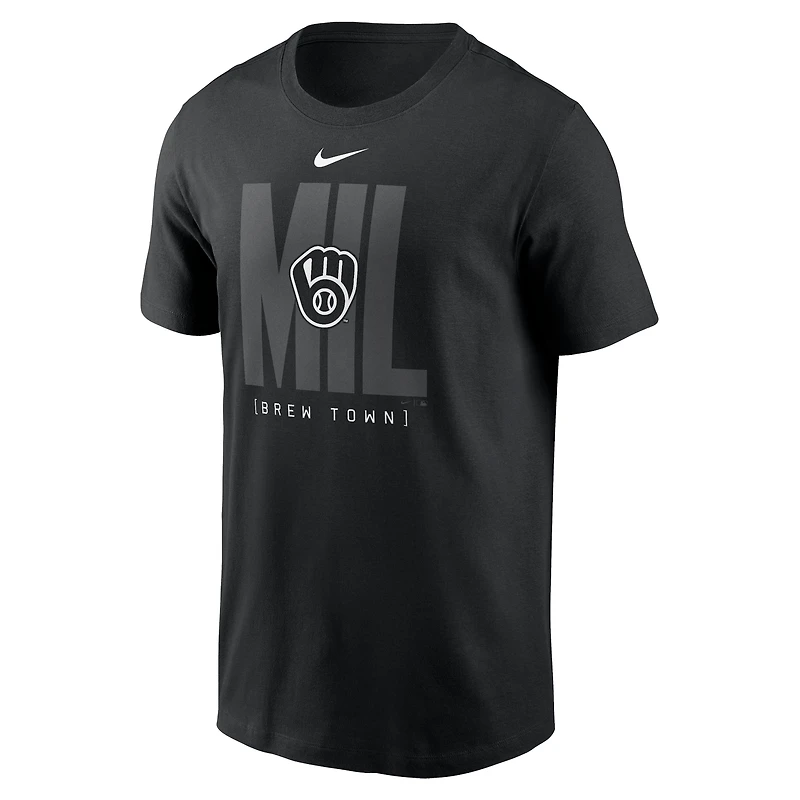 T-shirt local tendance Nike Milwaukee Brewers pour homme, noir