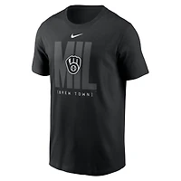 T-shirt local tendance Nike Milwaukee Brewers pour homme, noir