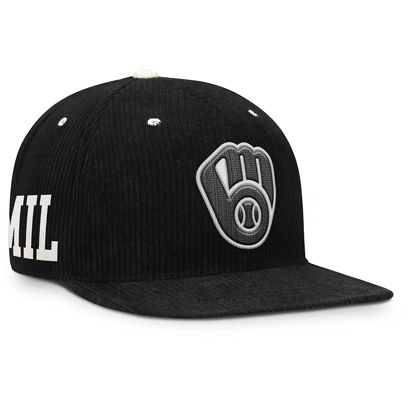 Casquette structurée à fermeture snapback Nike Milwaukee Brewers Pro en velours côtelé noir pour homme