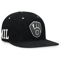 Casquette structurée à fermeture snapback Nike Milwaukee Brewers Pro en velours côtelé noir pour homme