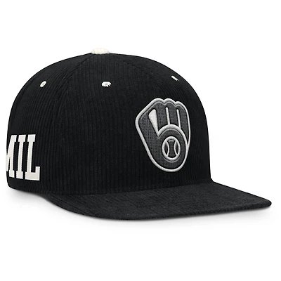 Men's Nike Black Milwaukee Brewers Pro Corduroy Structured Snapback Hat