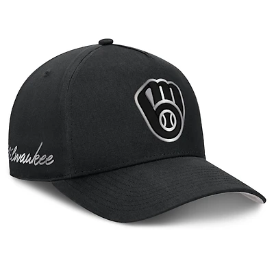 Men's Nike Black Milwaukee Brewers Rise Dri-FIT A-Frame Adjustable Hat