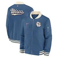 Veste bomber zippée décontractée Nike Milwaukee Brewers bleue pour homme, collection City Connect Authentic 2026.