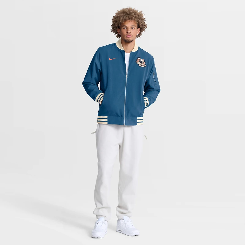 Men's Nike Blue Milwaukee Brewers 2026 City Connect Authentic Collection Relaxed Full-Zip Bomber Jacket