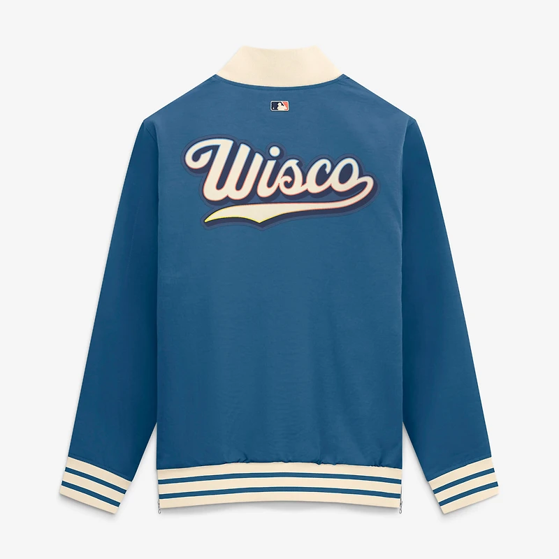 Men's Nike Blue Milwaukee Brewers 2026 City Connect Authentic Collection Relaxed Full-Zip Bomber Jacket
