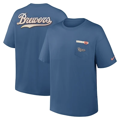 Men's Nike Blue Milwaukee Brewers City Connect Max90 Pocket T-Shirt