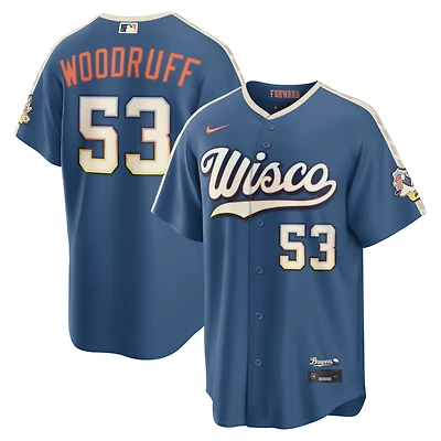 Men's Nike Brandon Woodruff Mineral Blue Milwaukee Brewers 2026 City Connect Stadium Jersey