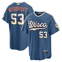 Men's Nike Brandon Woodruff Mineral Blue Milwaukee Brewers 2026 City Connect Stadium Jersey