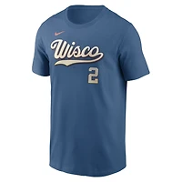 T-shirt Nike Brice Turang bleu minéral Milwaukee Brewers City Connect pour homme, avec nom et numéro