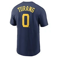 T-shirt avec nom et numéro des Milwaukee Brewers Nike Brice Turang pour homme, bleu marine