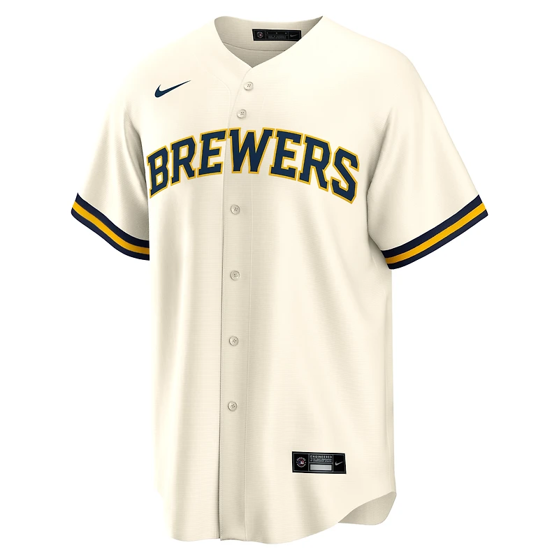 Maillot de joueur alternatif réplique Nike Christian Yelich Cream des Milwaukee Brewers pour homme