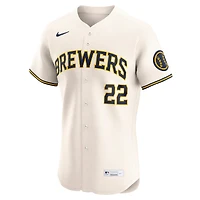 Men's Nike Christian Yelich Cream Milwaukee Brewers Home Elite Player Jersey
