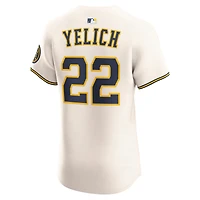 Men's Nike Christian Yelich Cream Milwaukee Brewers Home Elite Player Jersey