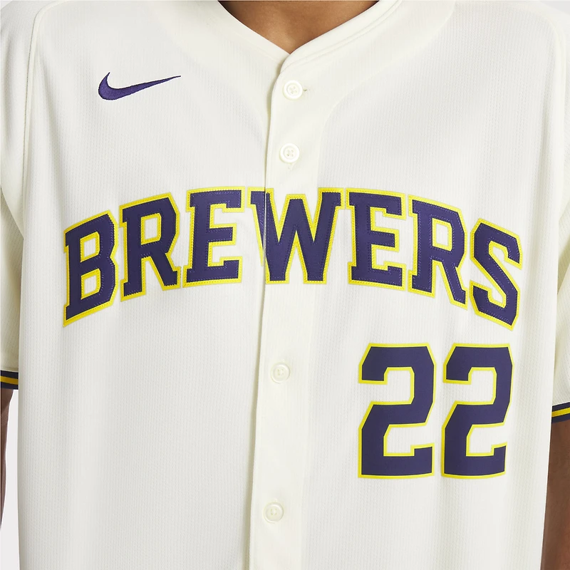 Maillot de joueur Nike Christian Yelich crème Milwaukee Brewers Home Limited pour homme