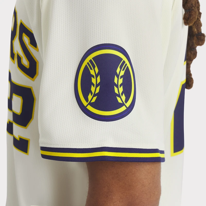 Men's Nike Christian Yelich Cream Milwaukee Brewers Home Limited Player Jersey