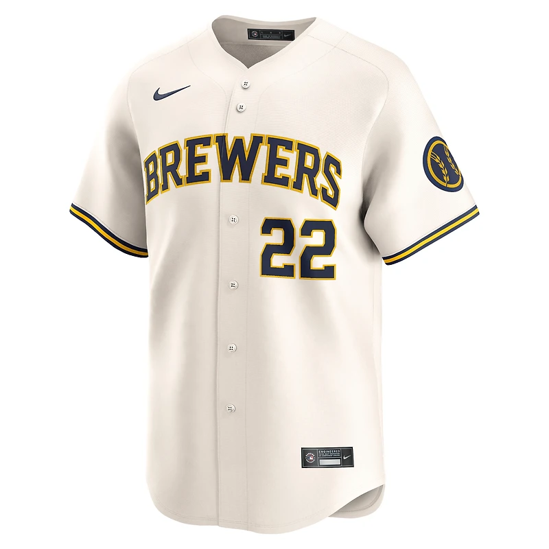 Maillot de joueur Nike Christian Yelich crème Milwaukee Brewers Home Limited pour homme