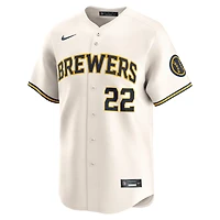 Maillot de joueur Nike Christian Yelich crème Milwaukee Brewers Home Limited pour homme