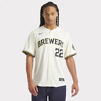 Men's Nike Christian Yelich Cream Milwaukee Brewers Home Limited Player Jersey