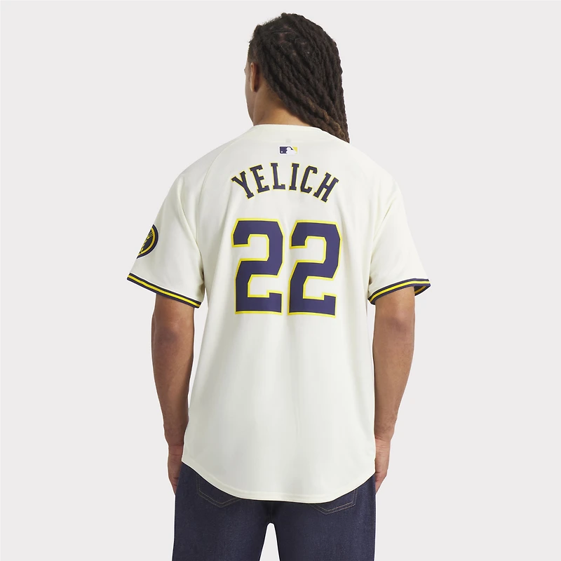 Men's Nike Christian Yelich Cream Milwaukee Brewers Home Limited Player Jersey