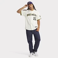 Maillot de joueur Nike Christian Yelich crème Milwaukee Brewers Home Limited pour homme