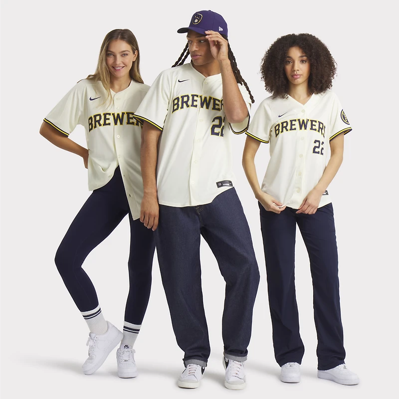 Men's Nike Christian Yelich Cream Milwaukee Brewers Home Limited Player Jersey