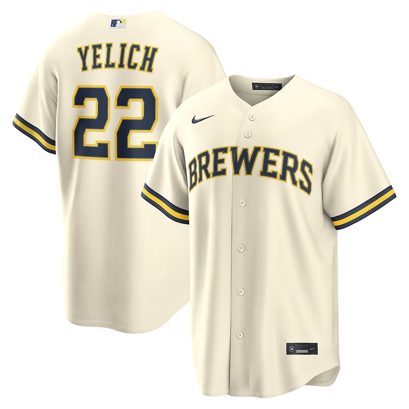 Men's Nike Christian Yelich Cream Milwaukee Brewers Home Replica Jersey