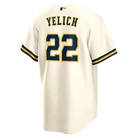 Maillot de joueur Nike Christian Yelich crème pour homme, réplique à domicile des Milwaukee Brewers