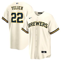 Maillot de joueur Nike Christian Yelich crème pour homme, réplique à domicile des Milwaukee Brewers