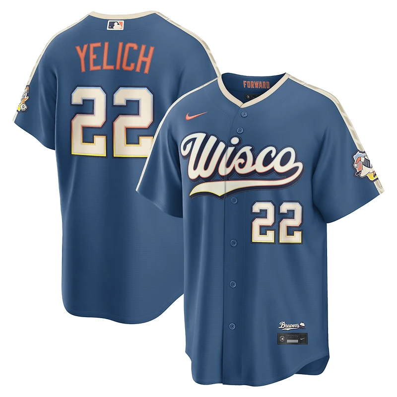 Men's Nike Christian Yelich Mineral Blue Milwaukee Brewers 2026 City Connect Stadium Jersey