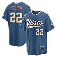 Men's Nike Christian Yelich Mineral Blue Milwaukee Brewers 2026 City Connect Stadium Jersey