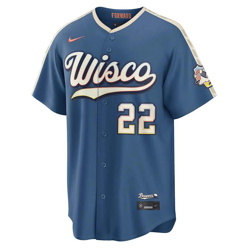 Men's Nike Christian Yelich Mineral Blue Milwaukee Brewers 2026 City Connect Stadium Jersey