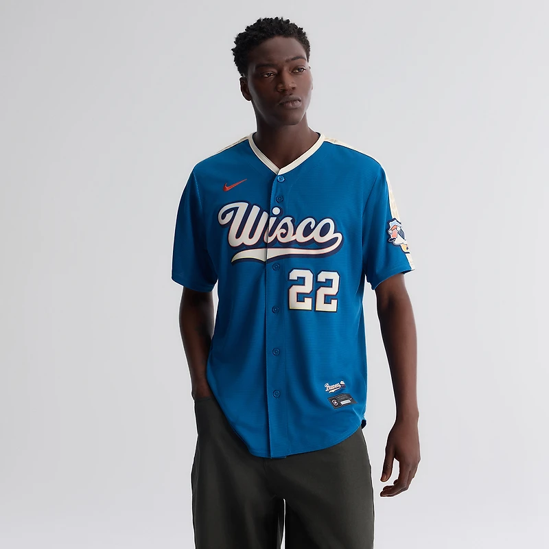 Men's Nike Christian Yelich Mineral Blue Milwaukee Brewers 2026 City Connect Stadium Jersey