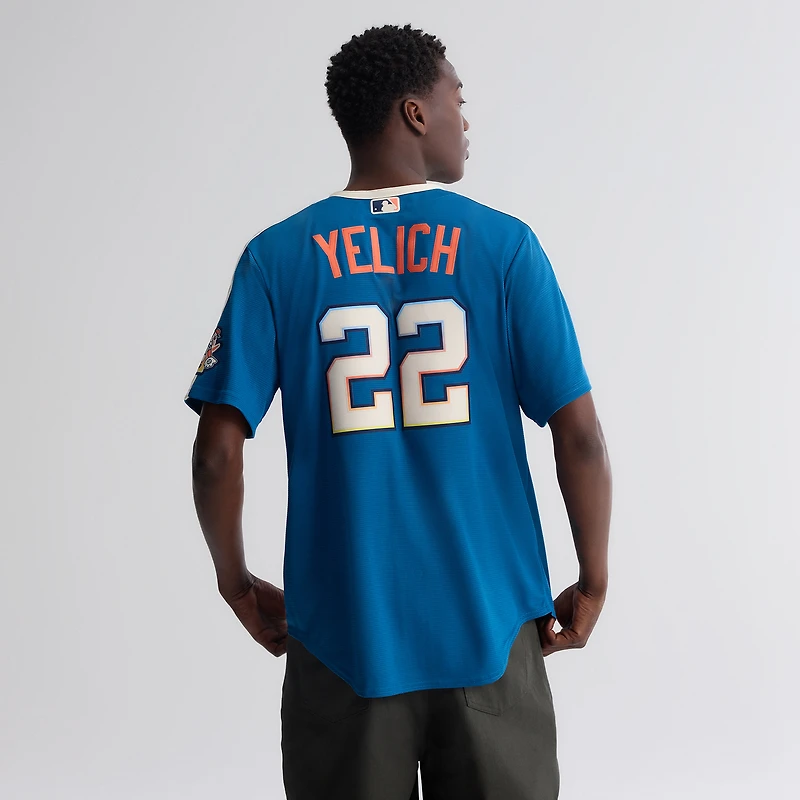Men's Nike Christian Yelich Mineral Blue Milwaukee Brewers 2026 City Connect Stadium Jersey
