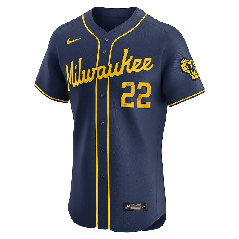 Men's Nike Christian Yelich Navy Milwaukee Brewers Alternate Home Elite Player Jersey