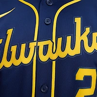 Maillot Nike Christian Yelich bleu marine pour homme des Milwaukee Brewers, édition limitée alternative